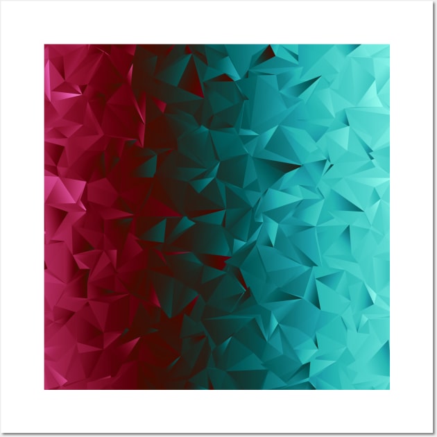 Magenta Pink and Teal Blue Polygonal Design Wall Art by thesnowwhyte